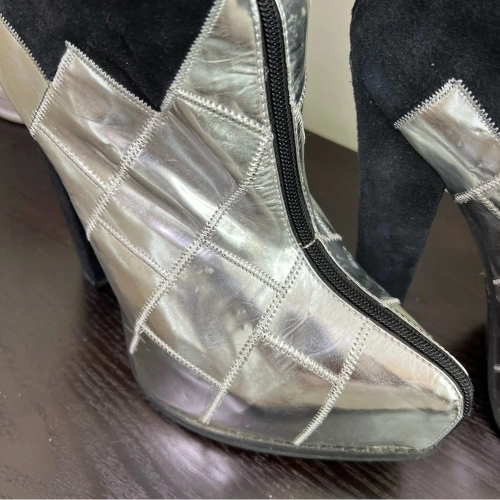 Jeffrey Campbell, black and silver platform boot size 10 # 002